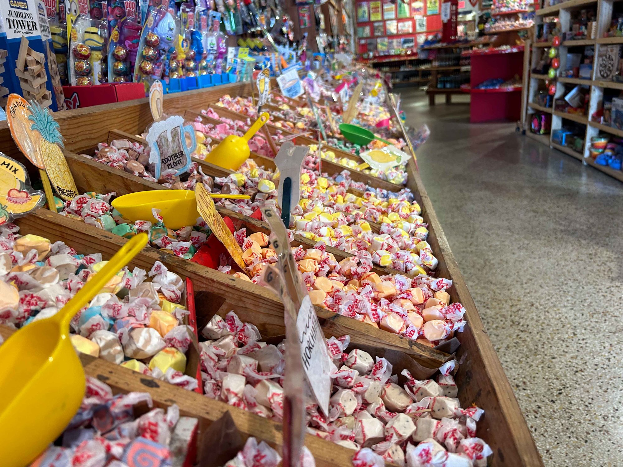 aisle with bins of candy